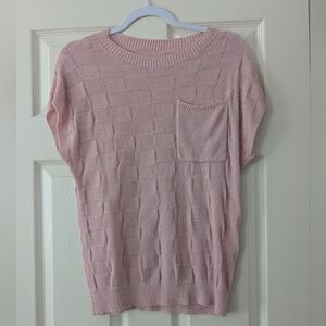 Light Pink Checkered Pocket Blouse